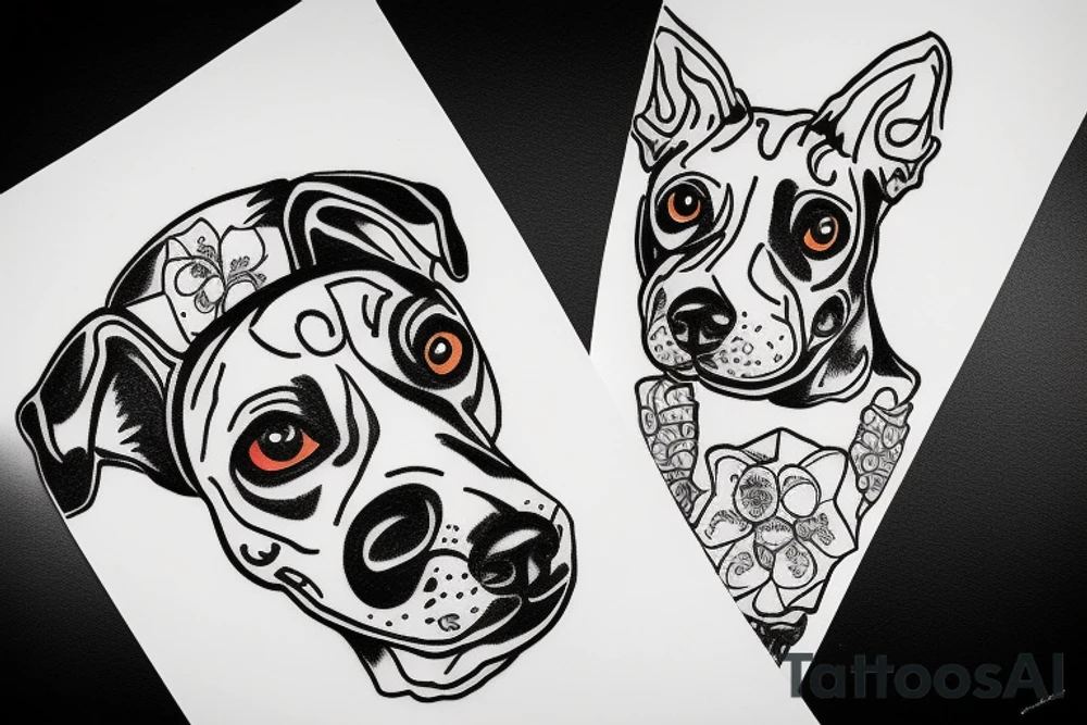 smoking dog with 8 paws tattoo idea