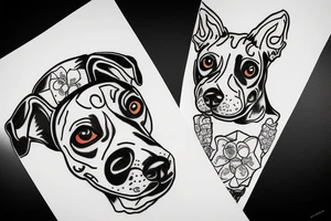 smoking dog with 8 paws tattoo idea