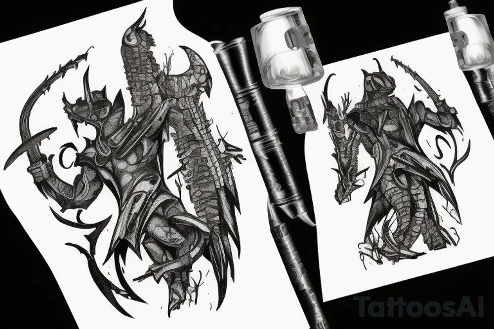 Skyrim dragonborn cyberpunk cigarette tattoo idea