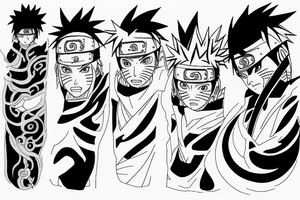 naruto inside kurama surrounded by
 omega and demon slayer sword tattoo idea