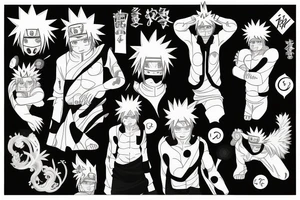 naruto inside kurama surrounded by
 omega sign tattoo idea