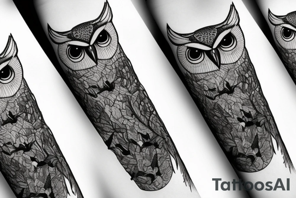 owl in the forest tattoo idea