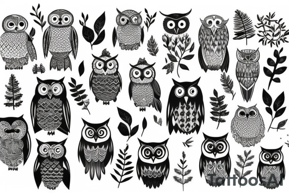 owl in the forest tattoo idea