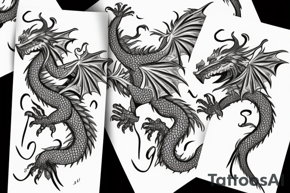 dragon with flowers upper arm tattoo idea
