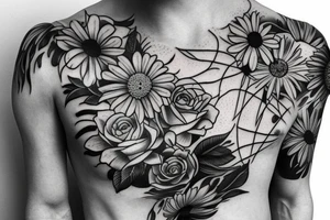 Panther and flowers tattoo idea