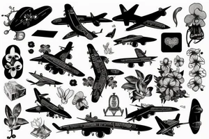 Airplane with orchid tattoo idea