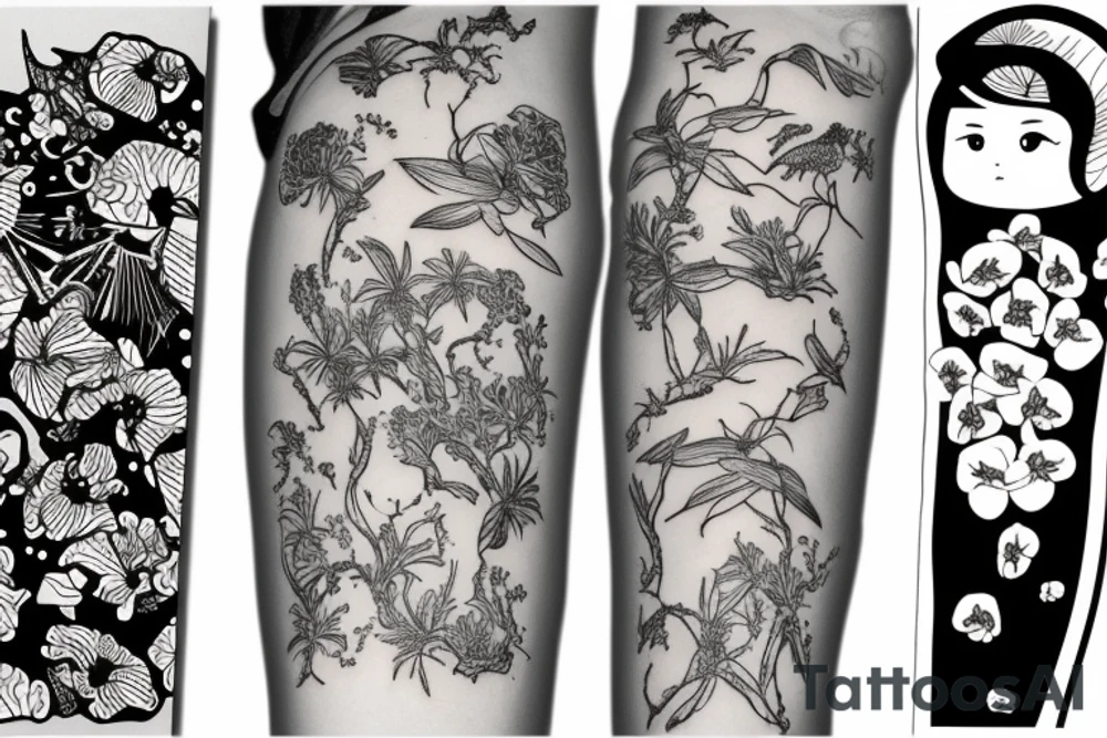 A pen, an orchid, and a coral reef tattoo idea A pen, an orchid, and a coral reef tattoo idea