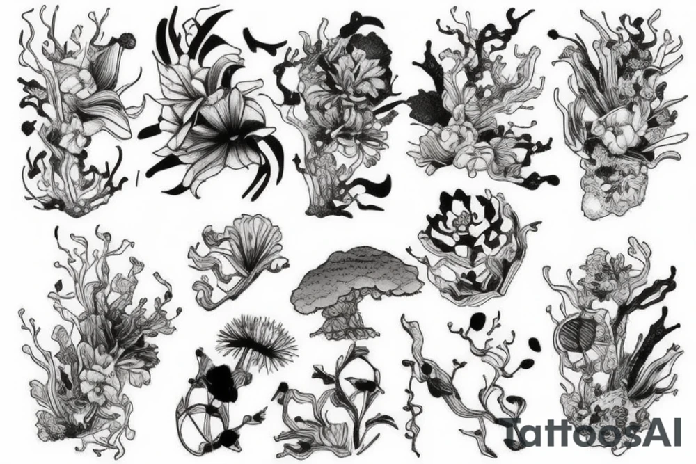 A pen, an orchid, and a coral reef tattoo idea
