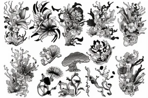A pen, an orchid, and a coral reef tattoo idea