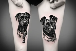 black pitbull playing a saxophone tattoo idea