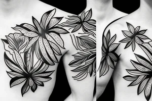 Bold tropical flowers tattoo idea