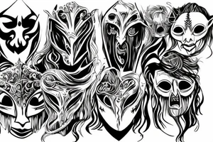 Theatre mask, depresion, lord of the rings tattoo idea