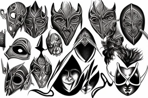 Theatre mask, depresion, lord of the rings tattoo idea