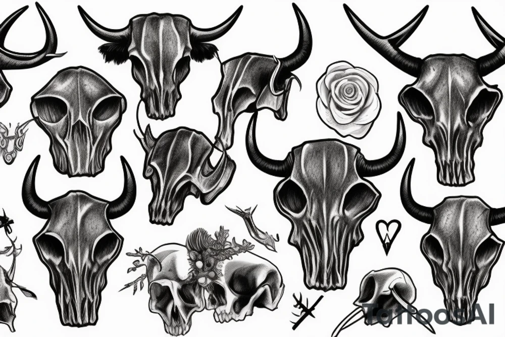 longhorn skull tattoo idea