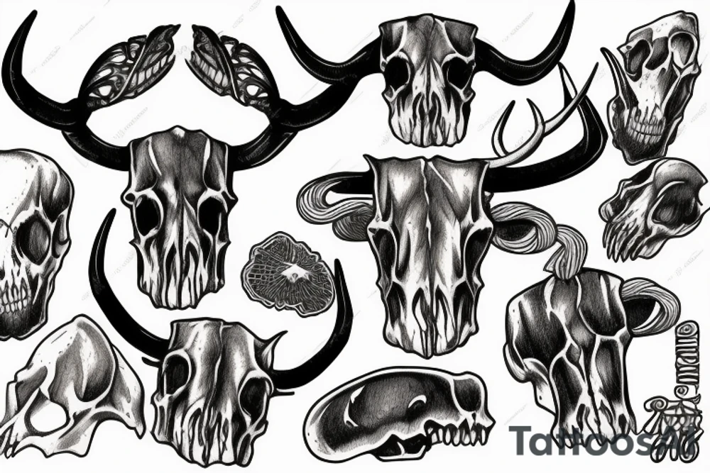 longhorn skull tattoo idea