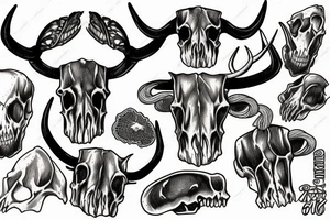 longhorn skull tattoo idea