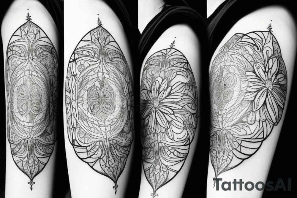 Bold flowers with spiritual element tattoo idea