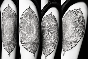 Bold flowers with spiritual element tattoo idea