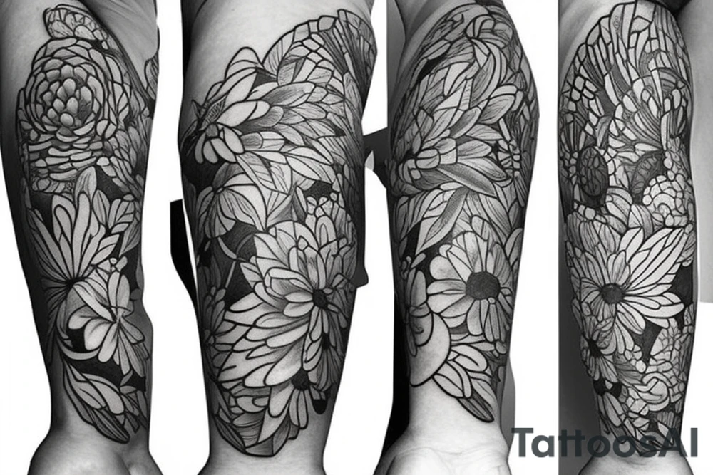 Bold flowers with spiritual element tattoo idea