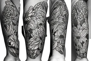 Bold flowers with spiritual element tattoo idea