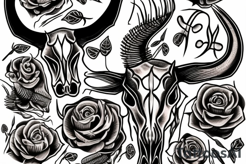 longhorn skull tattoo idea