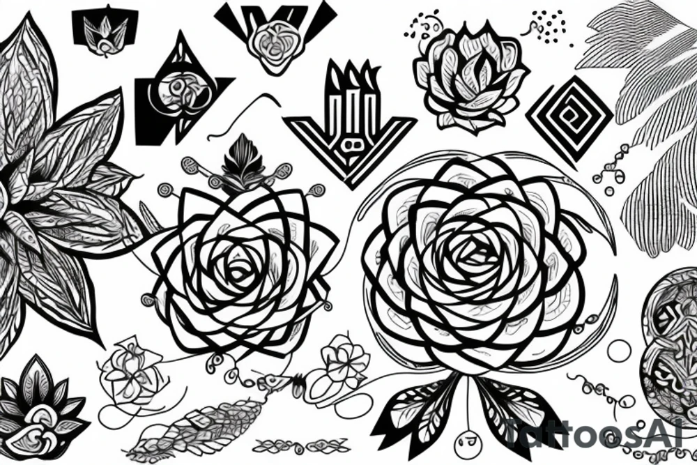 Bold flowers with spiritual element tattoo idea