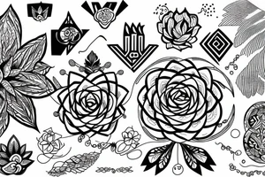 Bold flowers with spiritual element tattoo idea