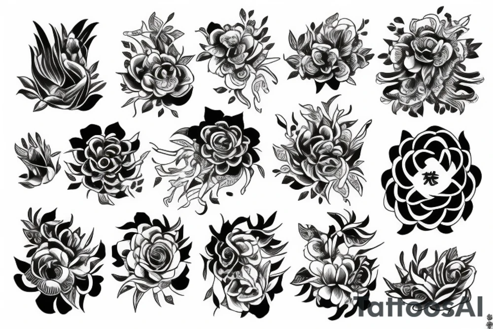 Bold flowers with spiritual element tattoo idea