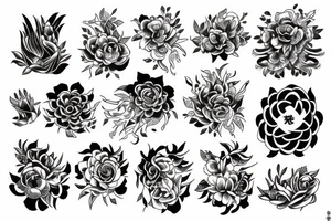 Bold flowers with spiritual element tattoo idea