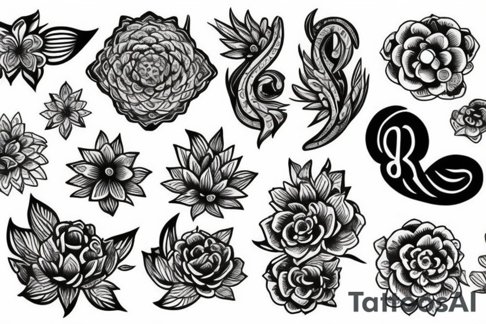 Bold flowers with spiritual element tattoo idea