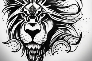 lion head looking straight with fierce eyes, right before it pounces tattoo idea