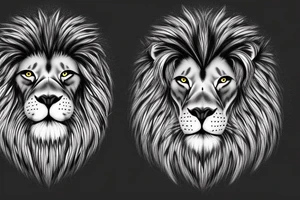 natural realistic lion head straight with fierce eyes with a lot of fur tattoo idea