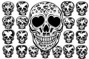 Human skull with heart shaped eyeholes tattoo idea