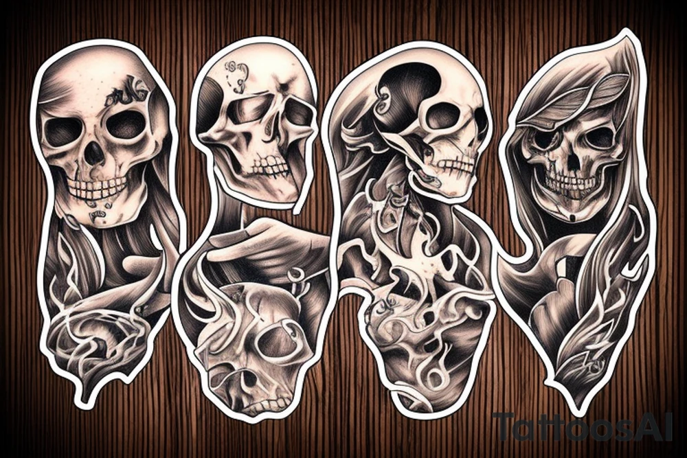burning death body on wood tattoo idea