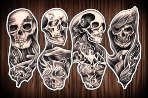 burning death body on wood tattoo idea