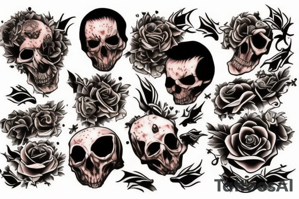 burning death body on wood tattoo idea