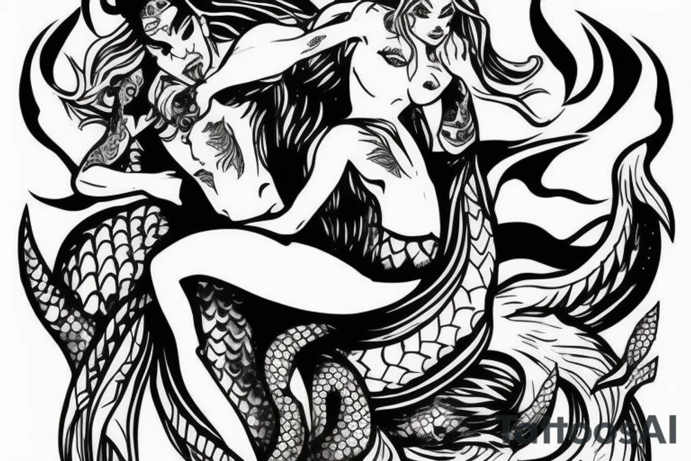 Demon mermaid dragging sailor to their death tattoo idea Demon mermaid dragging sailor to their death tattoo idea
