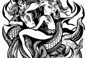 Demon mermaid dragging sailor to their death tattoo idea