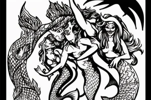 Demon mermaid dragging sailor to their death tattoo idea