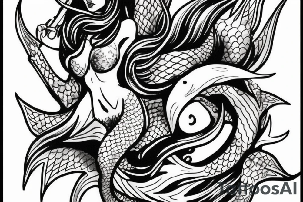 Demon mermaid dragging you into the deep tattoo idea Demon mermaid dragging you into the deep tattoo idea