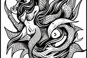 Demon mermaid dragging you into the deep tattoo idea