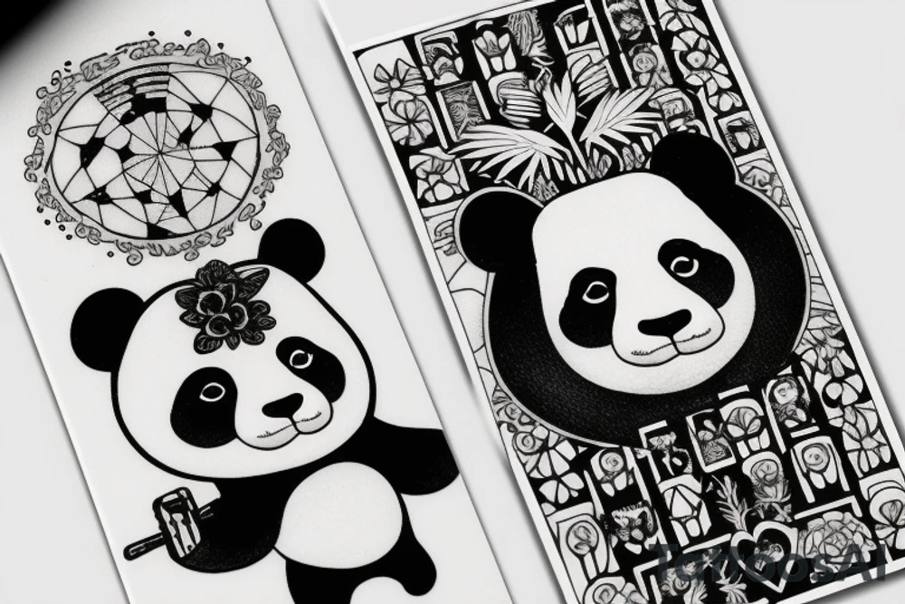 panda in suit tarot card tattoo idea