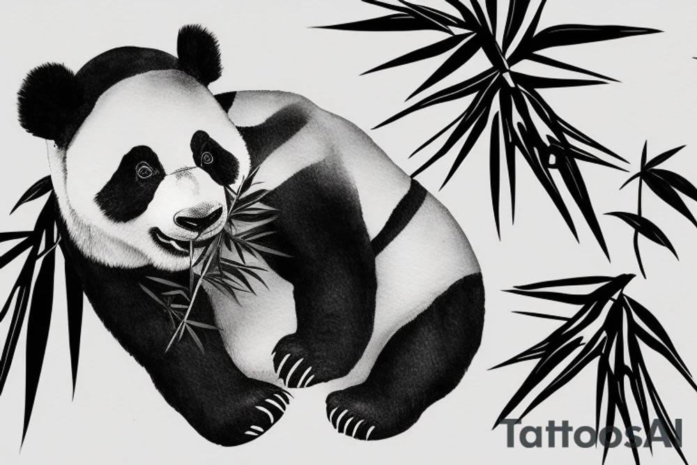 panda eating bamboo tattoo idea