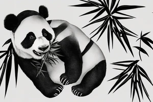 panda eating bamboo tattoo idea