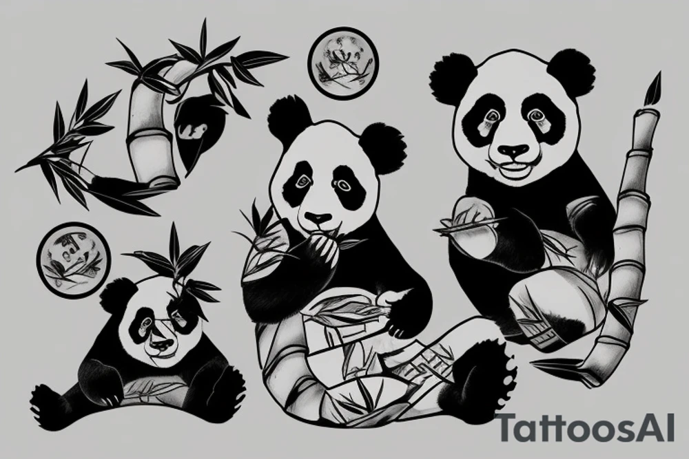 panda eating bamboo tattoo idea