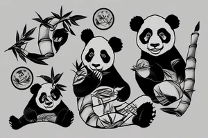 panda eating bamboo tattoo idea