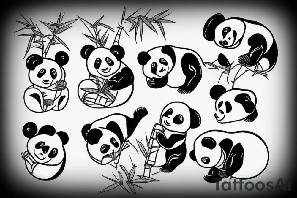 panda eating bamboo tattoo idea
