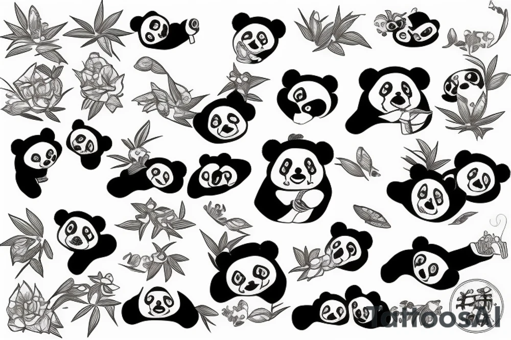 panda eating bamboo tattoo idea