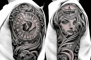 Shoulder and arm manga-style tattoo design of Britannia tattoo idea