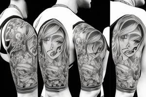 Shoulder and arm manga-style tattoo design of Britannia tattoo idea